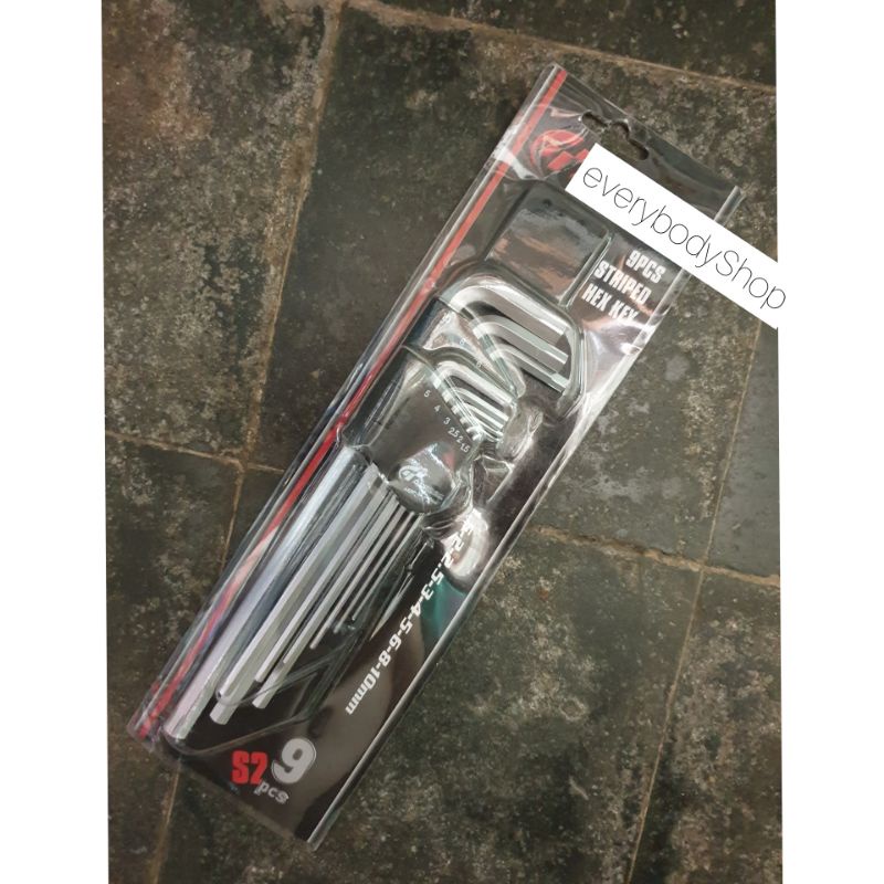 Set Kunci L ASPEC 9 Chrome 9pcs Striped Hex Key 1.5 - 2 - 2.5 - 3 - 4 - 5 - 6 - 8 - 10 mm