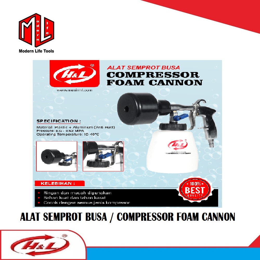 Alat Semprot Busa / Snow Wash Tabung Kecil / Foam Cannon Kompresor HL