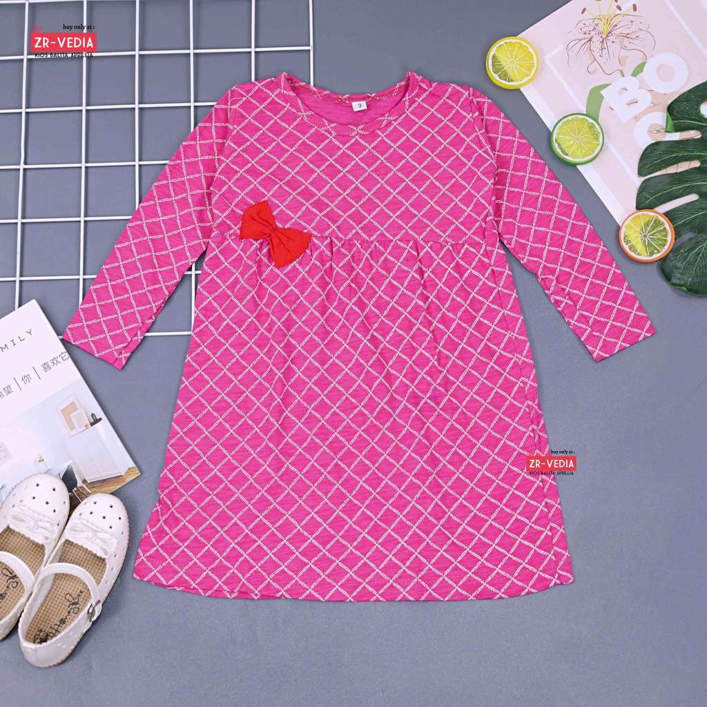 Dress Adelia 1-7 Tahun / Baju Balita Dres Anak Perempuan Lengan Panjang Motif Etnik Bahan Adem