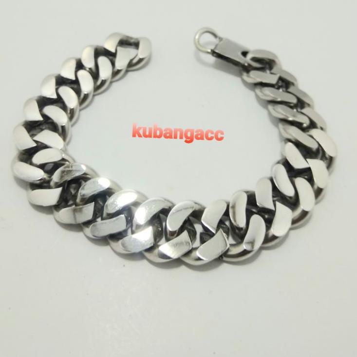 "CH. 635383" Gelang Monel. Gelang Rantai Baja Putih Besar Gelang Pria Gelang Rantai Monel Anti Karat