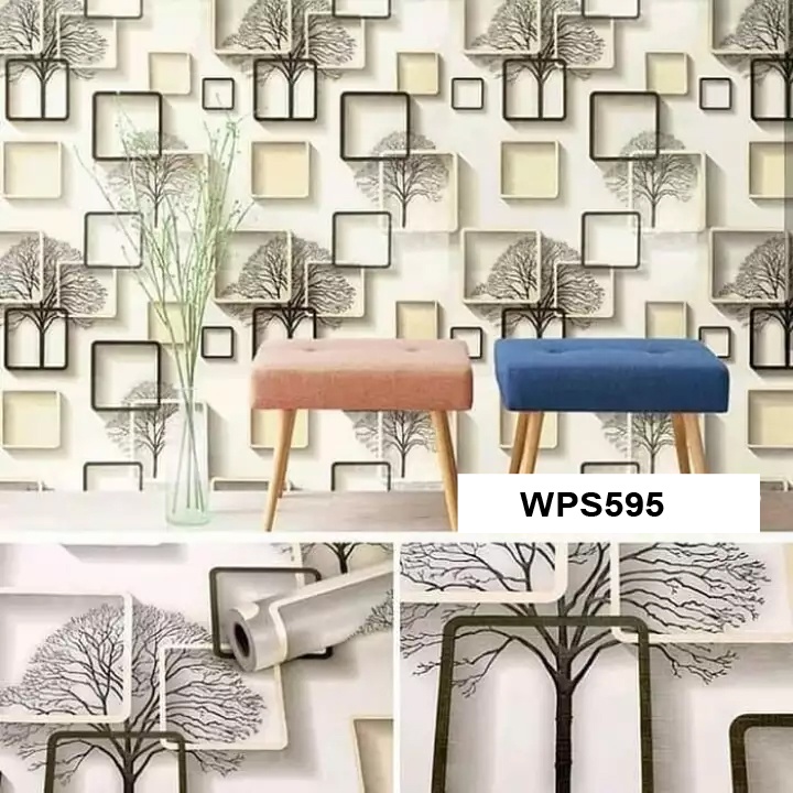 Wallpaper Dinding 3D POHON KOTAK CREAM WPS595 Wallpaper Sticker Ruang Tamu Kamar Dapur Dekorasi Rumah Modern Minimalis Stiker Kaca Plastik Kayu Jual Wallpaper Murah Bisa Bayar Di Tempat