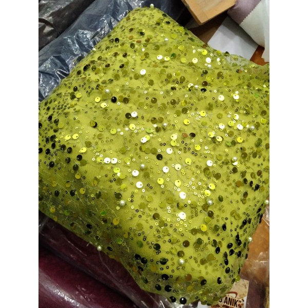 Kain TILE PAYET SEQUIN PREMIUM//Payet Sequin/Payet Sorousky/Bahan Gaun/Kebaya