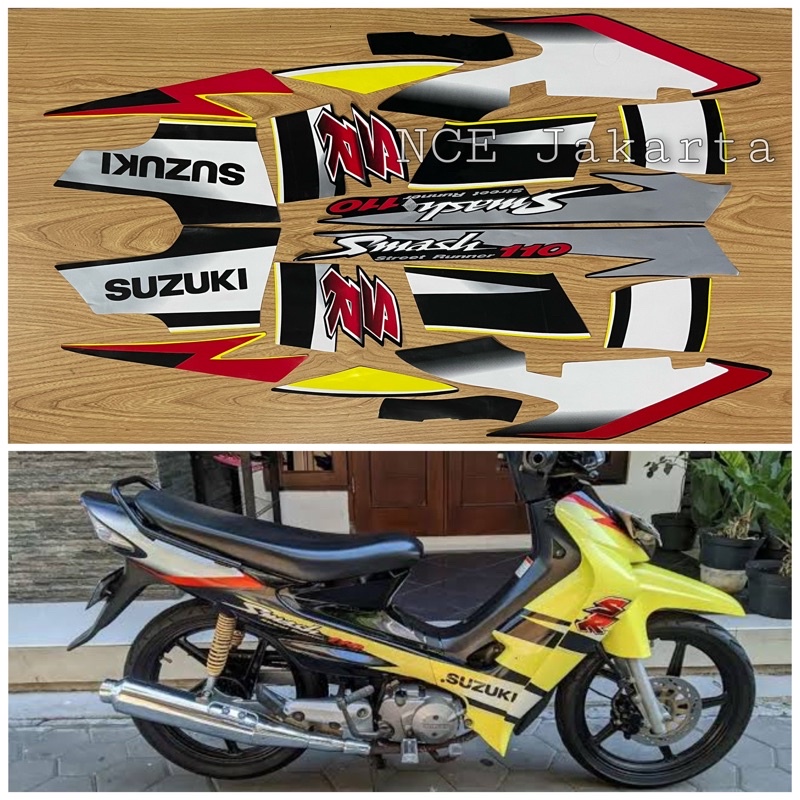 STIKER STRIPING SMASH SR 2006 KUNING HITAM