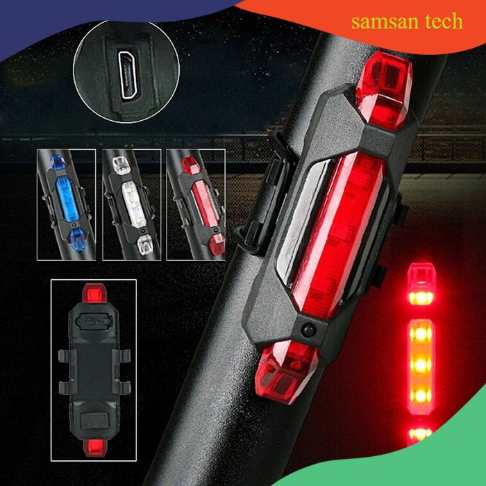 Rechargeable LED Bicycle Taillight Waterproof 4 Modes Bike Cycling Rear Safety Warning Lamp