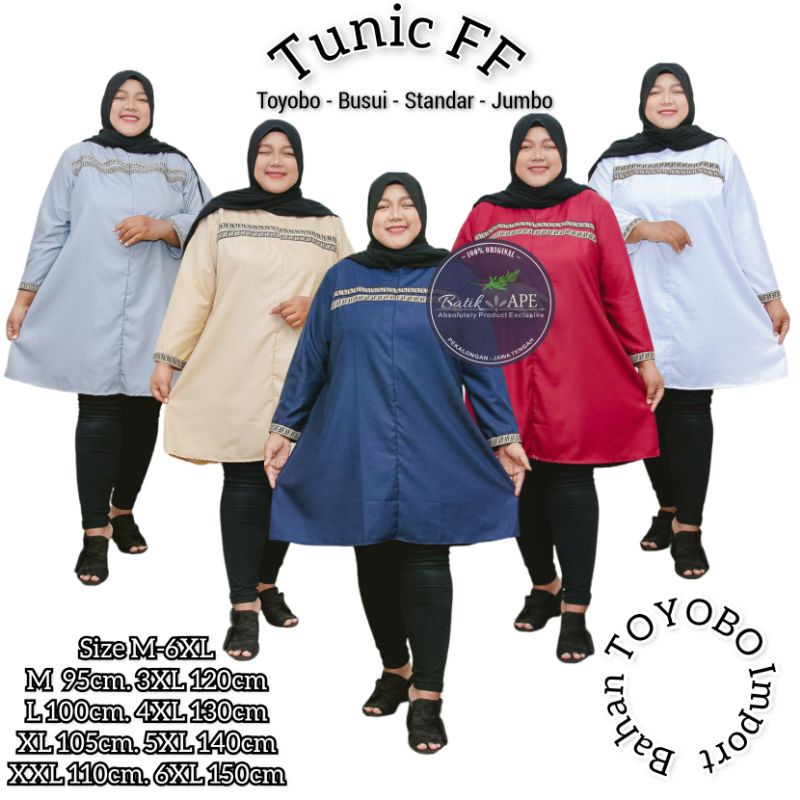 BAJU MUSLIM ATASAN WANITA MUSLIMAH KURTA QURTA FF TOYOBO IMPORT ORIGINAL SERI WARNA NAVY MERAH PUTIH KREM ABU GREY TUNIK KOKO FF VIRAL SIZE KOMPLIT DARI STANDAR SAMPAI JUMBO BIGSIZE LD 140CM MODERN MURAH BERKUALITAS TEBAL