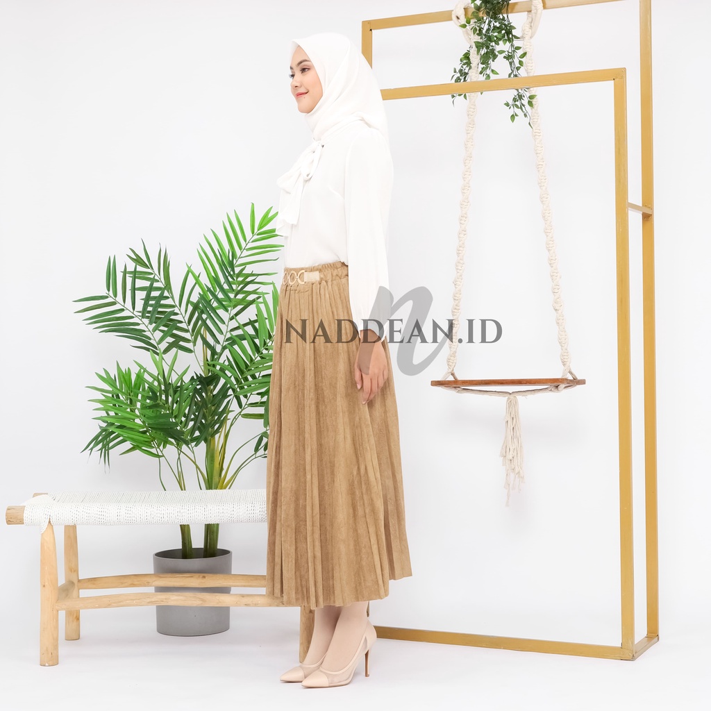 Rok Plisket Suede Belt Import / Rok Plisket Suede Premium