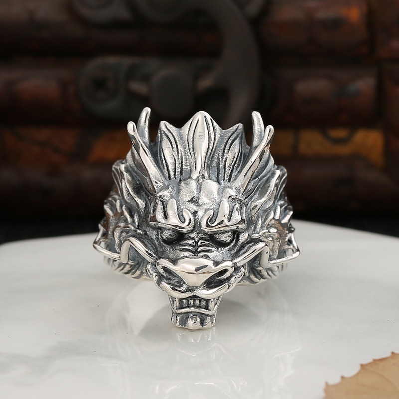 Cincin Model Kepala Naga Gaya Vintage Untuk Pria