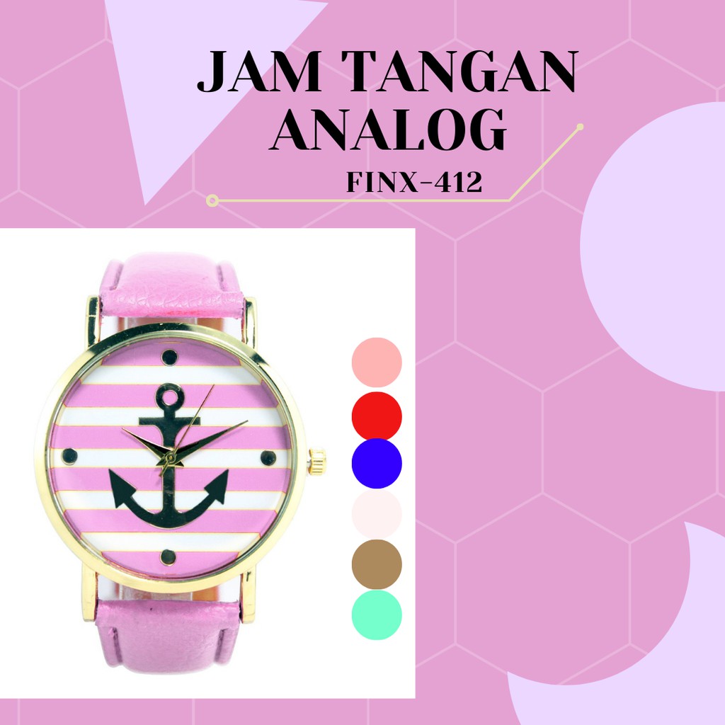 FINX-412 Jam tangan fashion wanita analog - leather strap - 7 pilihan warna