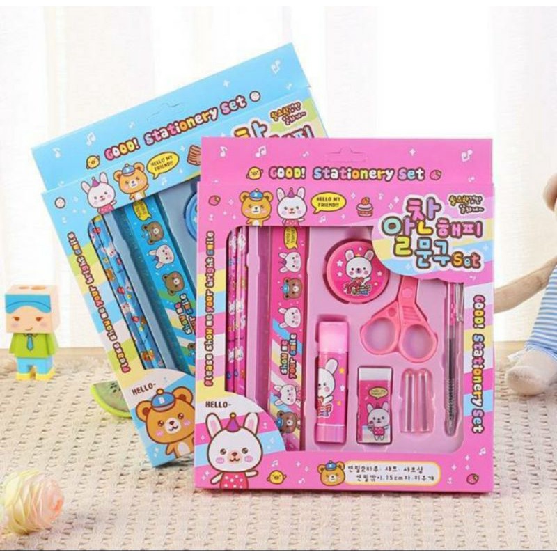 

Paket Alat Tulis set 10 in 1 /Stationery set/souvenir ulang tahun anak / Alat tulis set gunting