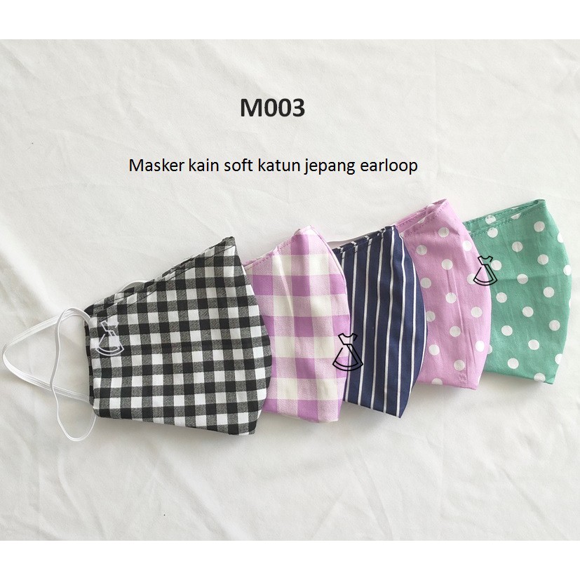 M003 - Masker Kain soft katun 2 Lapis Lembut motif polkadot anti debu Murah