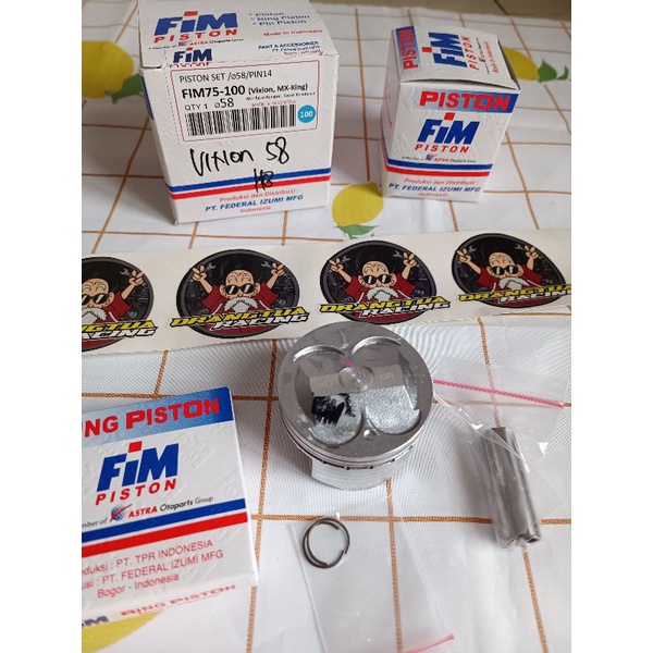 PISTON SEHER KIT FIM 75 STD 50 100 150 200 250 300 DIAMETER 57 57.5 58 58.5 59 59.5 60 MM PEN 14 NMA