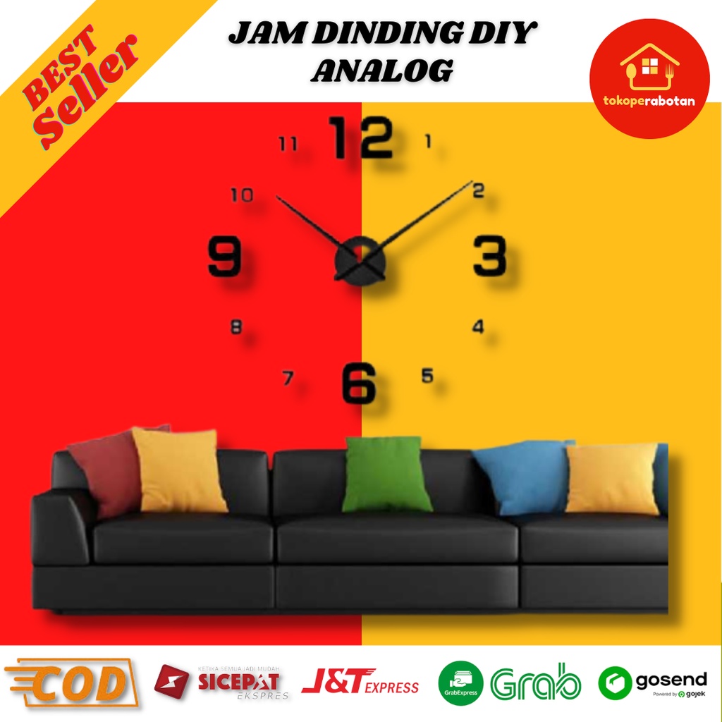 Jam Dinding Analog Jumbo 120cm Jam Dinding DIY Ruang Tamu Kamar Jam Tempel