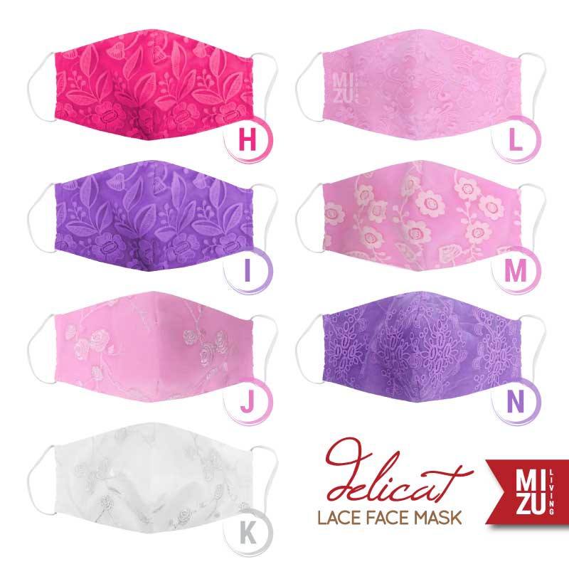 [SALE] MIZU DELICAT Lace Face Mask Embroidery Masker Renda Kain Organza Bordir 3Ply Cuci REUSABLE