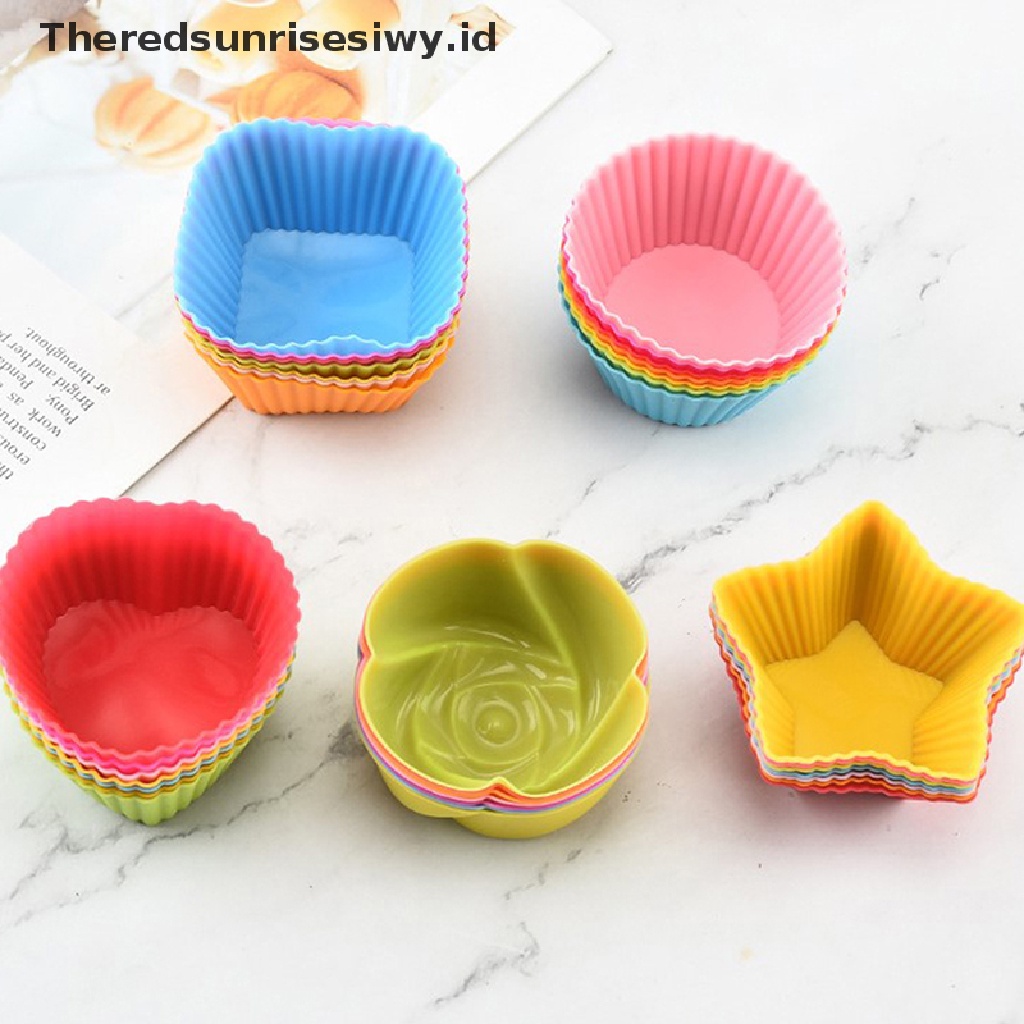 # Alat Rumah Tangga # 7pcs / lot Cetakan Kue Muffin / Cupcake Bentuk Bulat Bahan Silikon