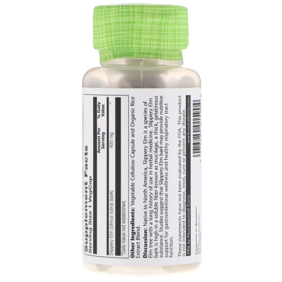 Solaray Slippery Elm 400 mg 100 cap Kesehatan Pencernaan Pernafasan Paru