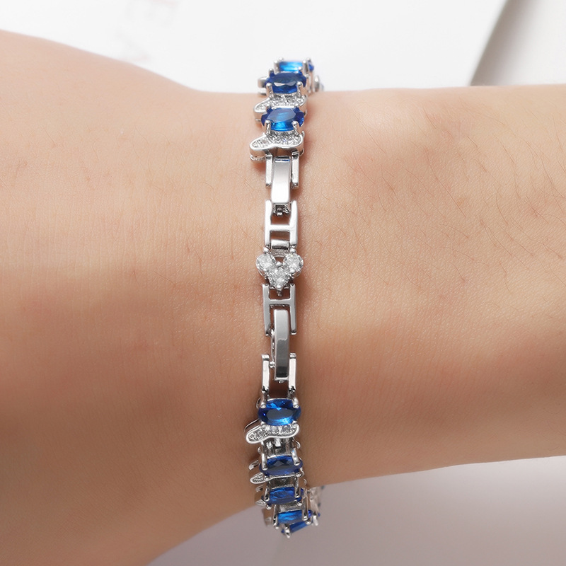 [Ready Stock]Fashion Luxury Micro-Inlaid Diamond Colored Gem Bracelet