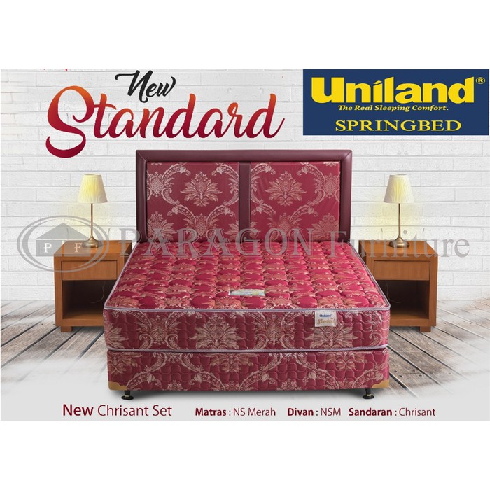 Spring bed Standard 160x200 Chrysant merah Full Set - Uniland