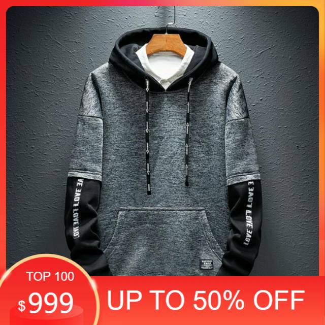 sweater pria kekinian bahan flece tebal | sweater hoodie murah terlaris bahan lembut LOVE2 RAIN