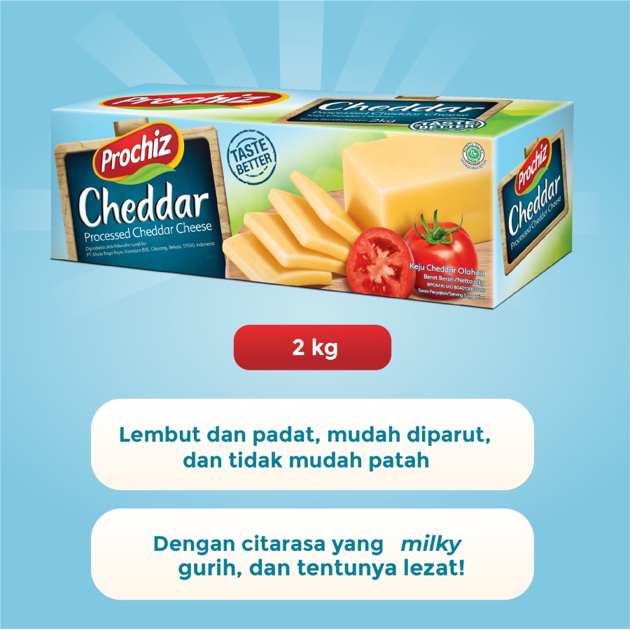 CHEDDAR CHEESE PROCHIZ 2KG HALAL KEJU CHEDAR