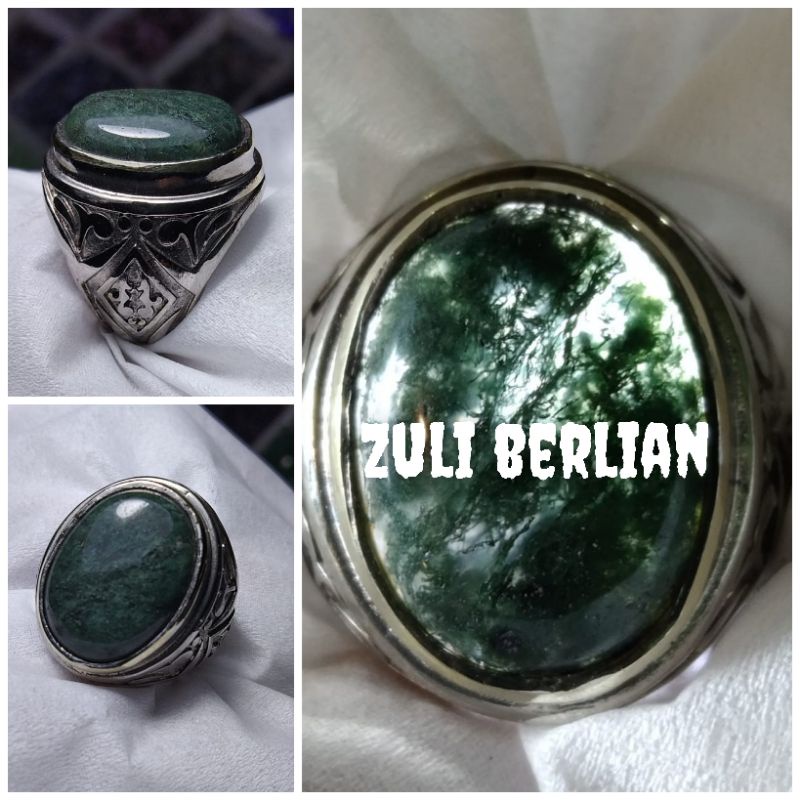 Cincin batu akik lumut suliki hijau