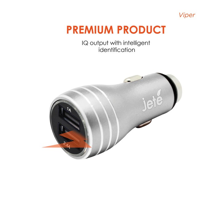 JETE CAR CHARGER PLUG IN VIPER 2.4A GARANSI RESMI JETE TERMURAH