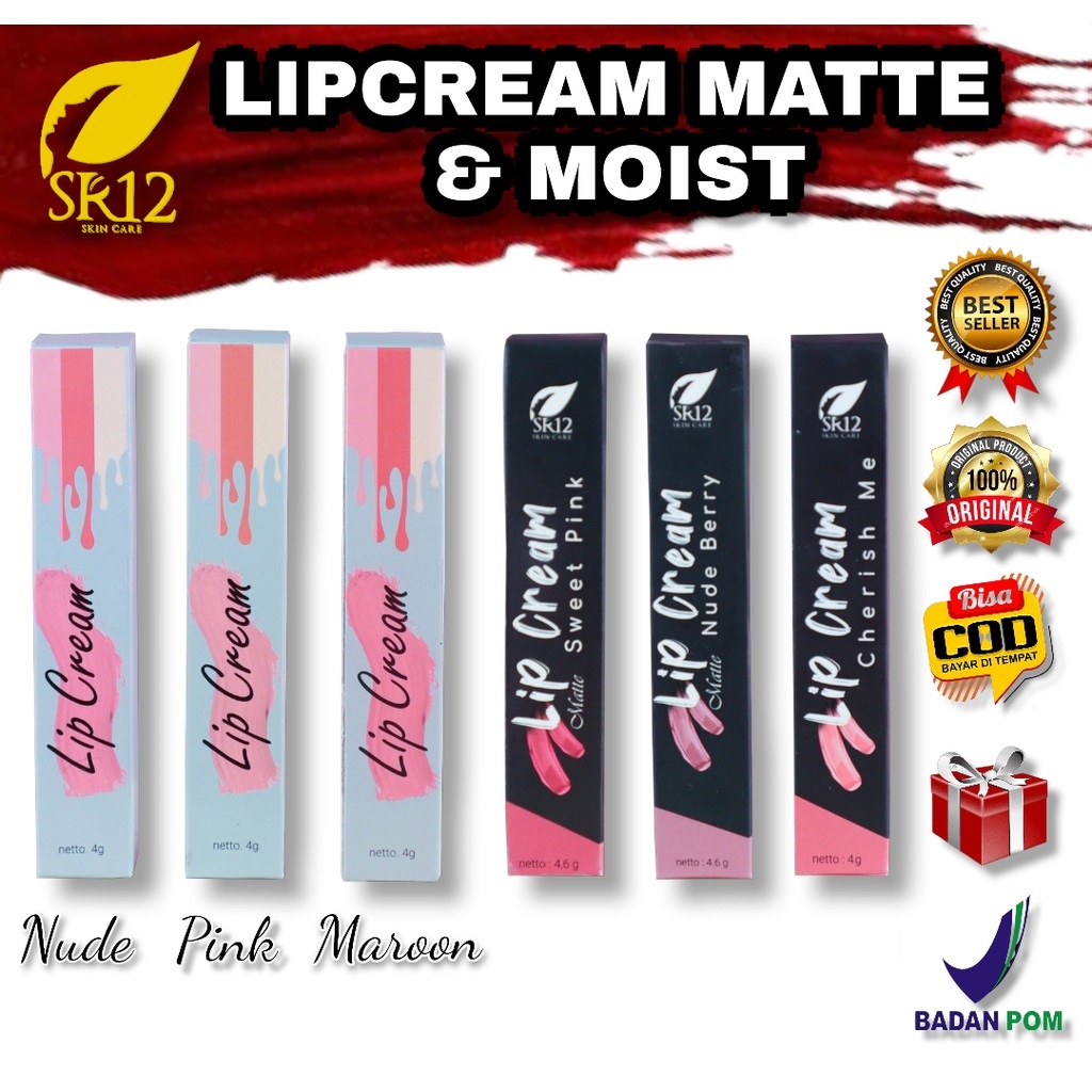 TERLARIS.. SR12 LIP MATTE CREAM BPOM / LIPSTIK MATTE MAKE UP / BEBAS PARABEN , Skin Care Sweet Pink,