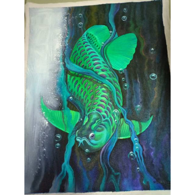 Lukisan kanvas ikan arwana 098