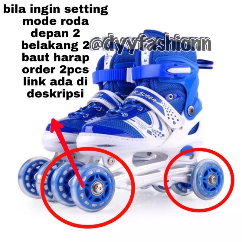 Sepatu roda anak laki-laki/perempuan skates led bisa setel mode bajaj/mobil