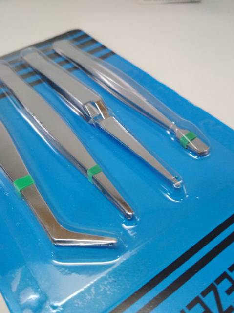 Pinset Elektro lancip bengkok set 4pcs
