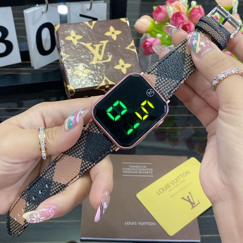 ✔️(COD) JAM TANGAN WANITA LV LED UKURAN 3.5CM IIFASHION WANITA