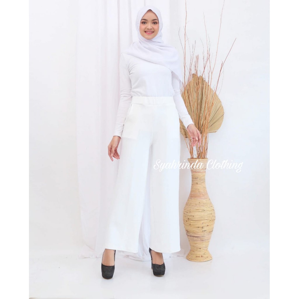 Celana Kulot Panjang Scuba Wanita Basic Cullote Pants Premium Melar Strech Bawahan Polos Celana