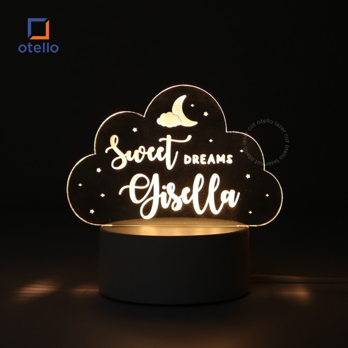 Custom Acrylic Night Lamp Sweet Dreams | Lampu Tidur LED Hias Akrilik Hadiah Pacar Teman Sahabat