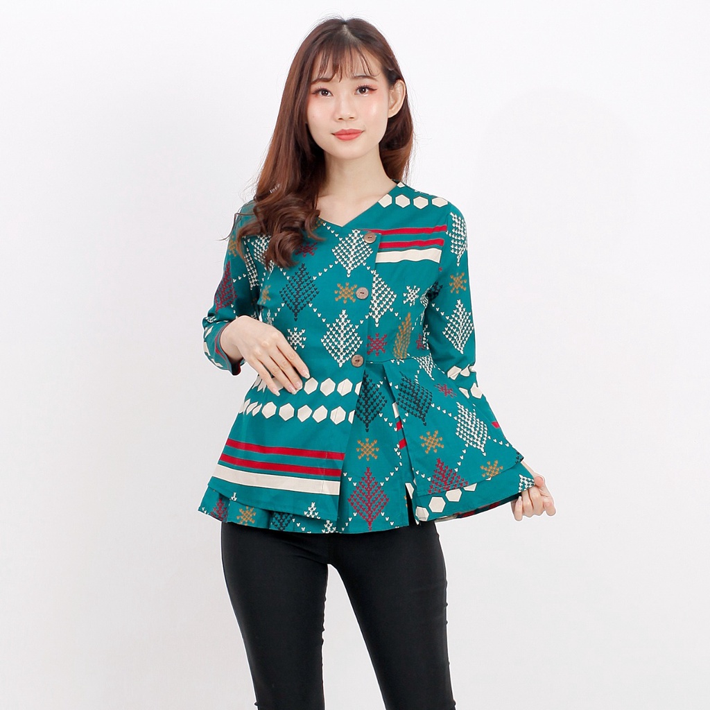 Batik wanita - Atasan blouse batik wanita fashion 184 SG-GREEN WJ