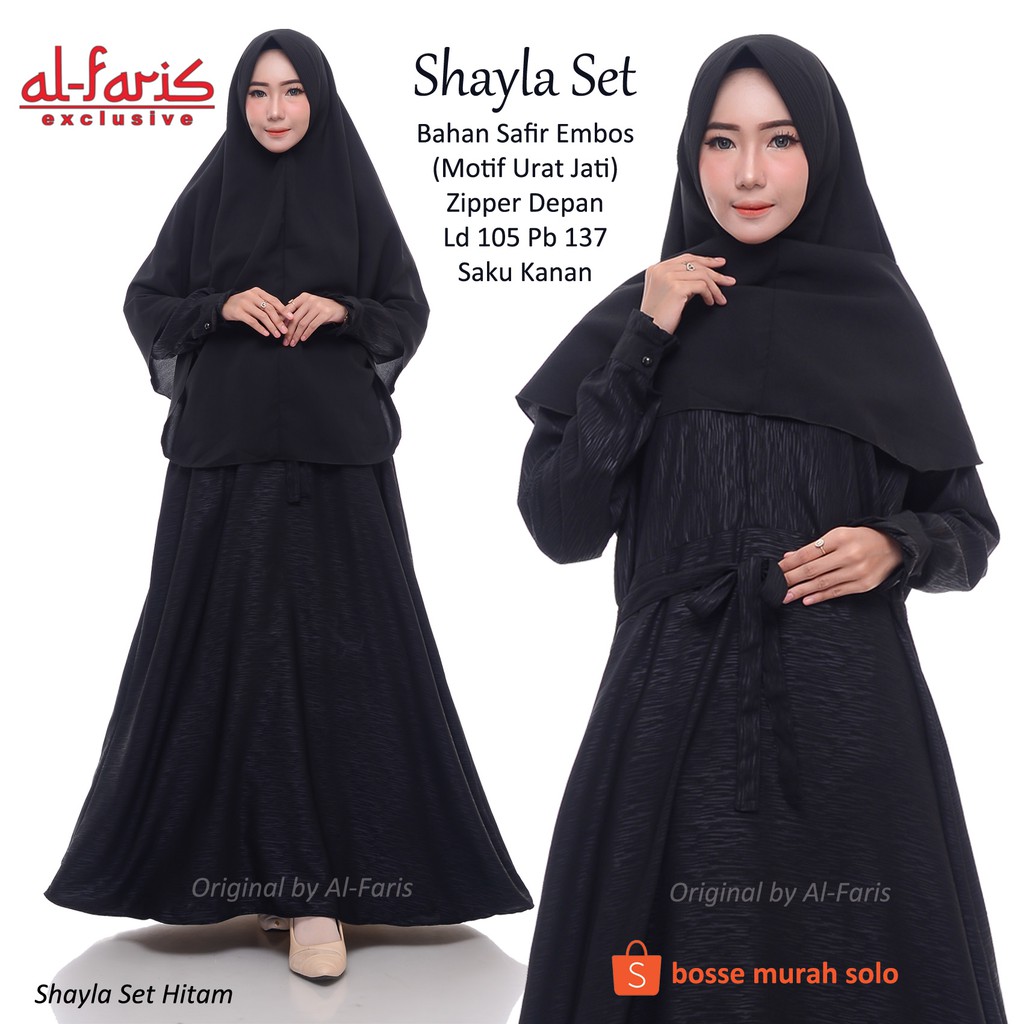Shayla Set Gamis Setelan Hijab Gamis Safir Safiir Embos Urat Jati Premium Shopee Indonesia