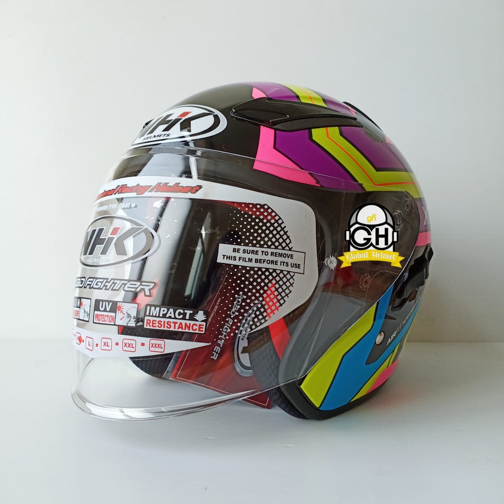 HELM NHK R1 XINOID NHK R-1 XINOID BLACK PURPLE YELLOW DOUBLE VISOR
