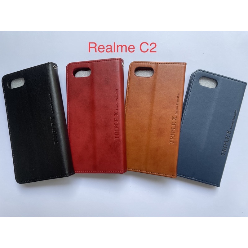 Leather Wallet Flip New Realme C2