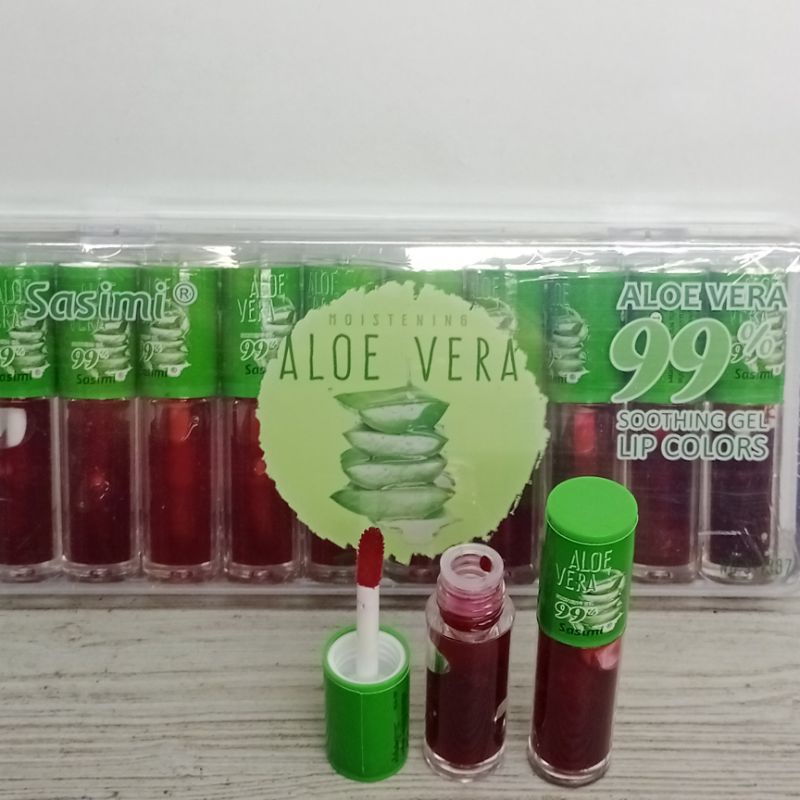 (pcs) Lip tint Sasimi Mini Aloevera 99% Soothing Gel Lip Colors