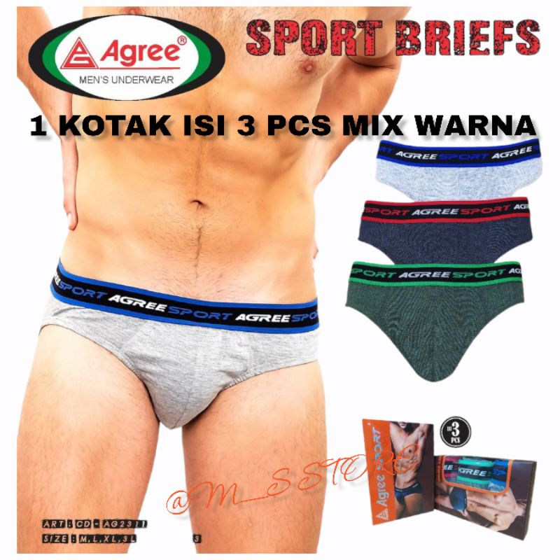 3PCS CELANA DALAM PRIA BOXER AGREE SPORT | SEMPAK PRIA SEGITIGA