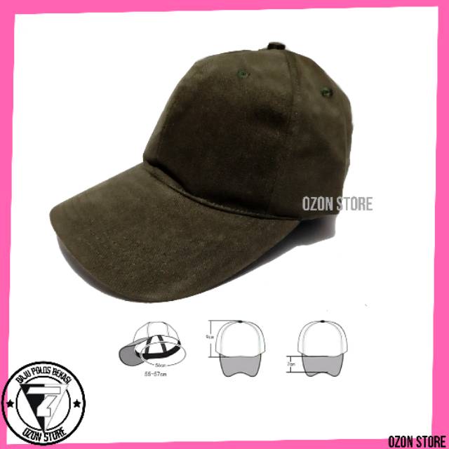 Topi baseball Distro Caps Polos Pengait Besi Bahan Rapel Premium - Hijau Army