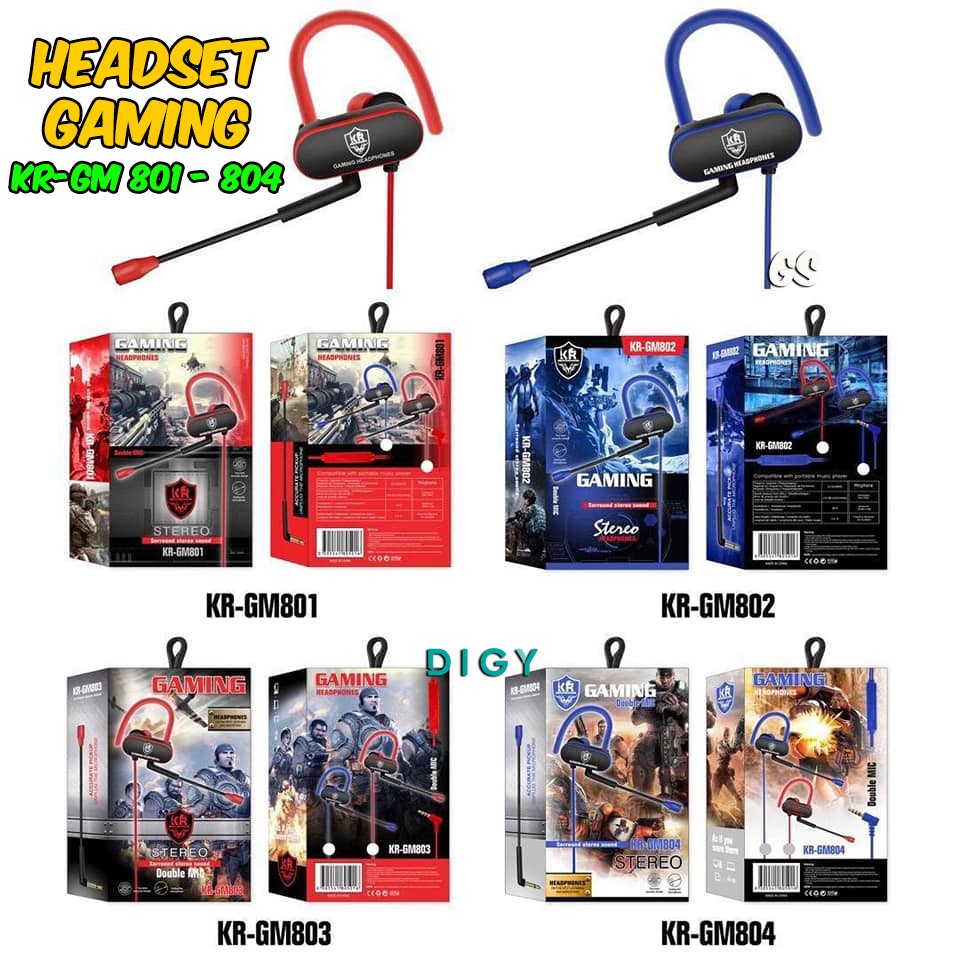 Promo Murah Headphones Games Gaming Komputer  KR-GM 801-804 Headset Gaming Stereo Double Mic