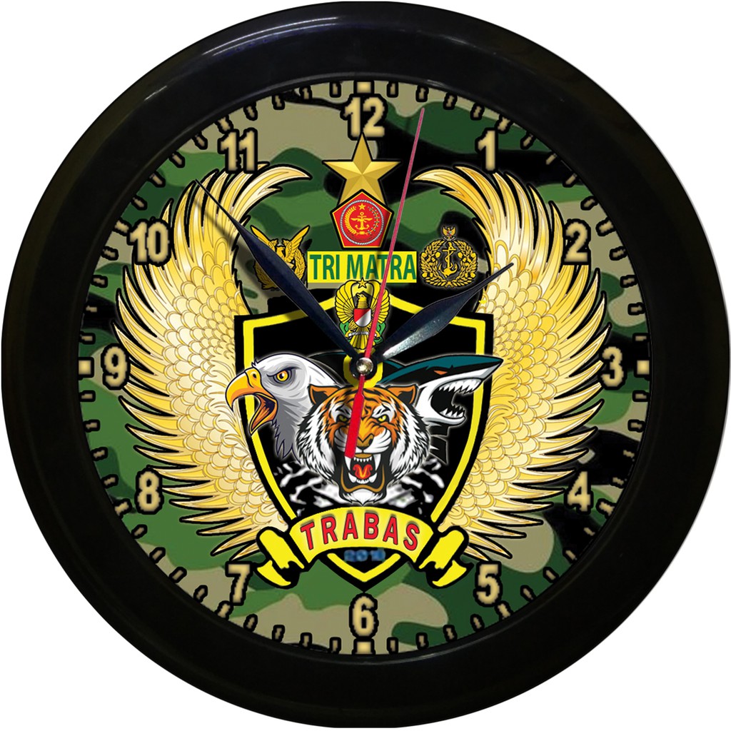 JAM DINDING TRI MATRA TNI - AD, TNI - AU, TNI - AL . (DIAMETER 30CM)