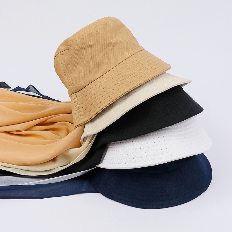 【COD】Hijab Chiffon Muslim Dengan Bucket Hat / Topi Bucket Dengan Tudung Chiffon Shawl