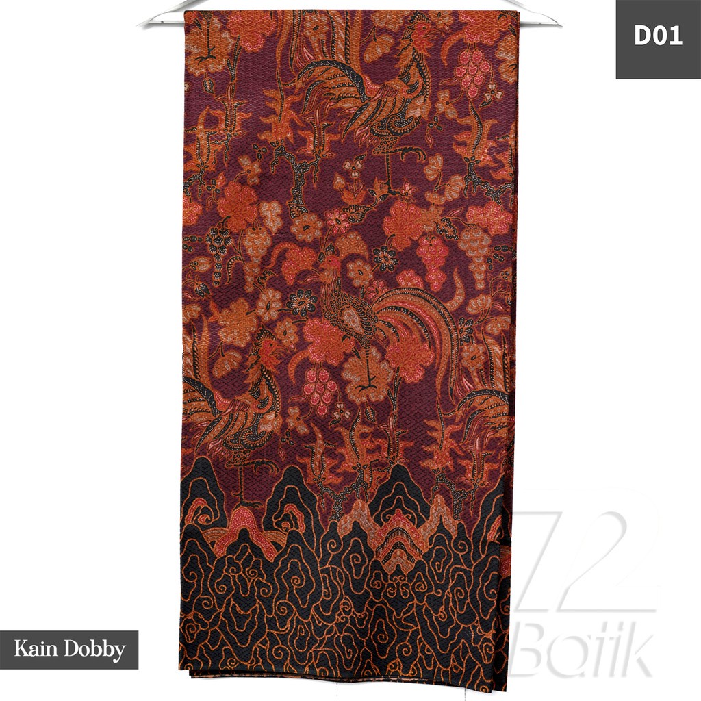 KAIN BATIK PREMIUM Bahan Dobby Motif Jago Alas Warna Hitam Black Orange 725803 CAP 72 - Jarik Jarit Samping Kebat Panjang Batik Dobby Modern Premium Bahan Seragam Batik Pernikahan Kantor Keluarga Murah Kamen Jadi Batik Bali Lembaran