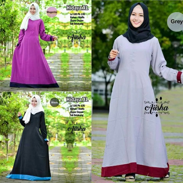 Limited Gamis Wolfis / Wolpeach Polos Busui Hidaya Ori By Aiisha Murah