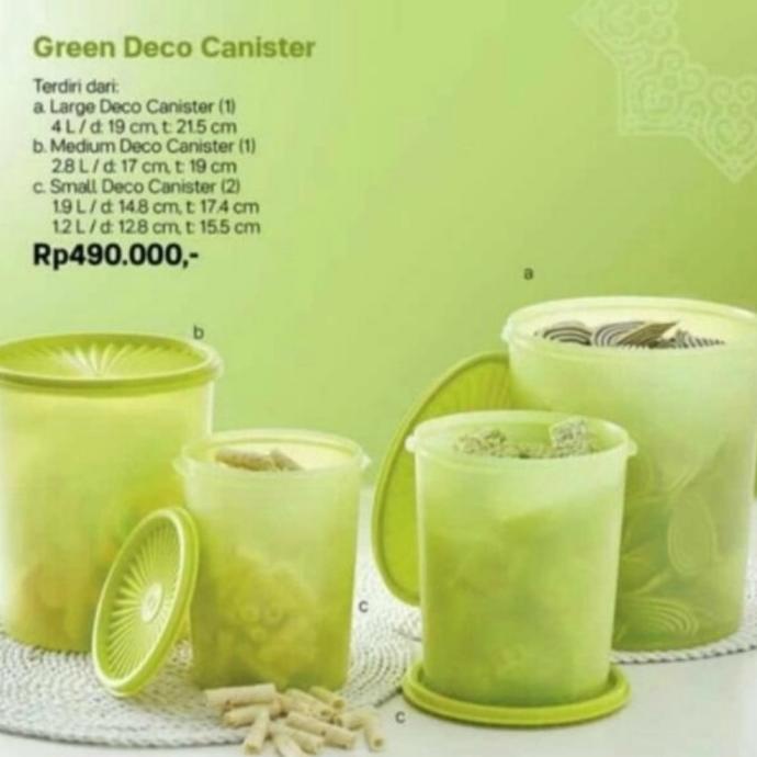 tupperware green deco canister