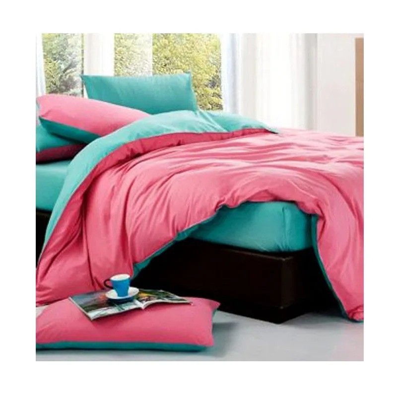 VL - COD MURAH BED COVER SET SPREI WARNA BIRU PINK FANTA BAHAN KATUN POLOS HALUS DENGAN DAKRON 7OZ TEBAL