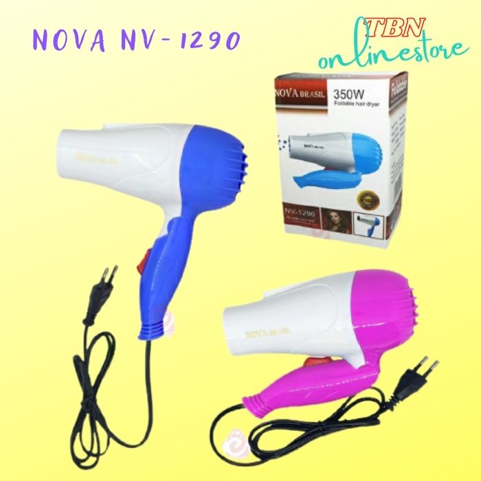 Alat Pengering Rambut Mini Lipat Nova NV 1290 350Watt Murah Hairdryer / hair dryer / hairdrayer / hairdayer Perawatan Rambut