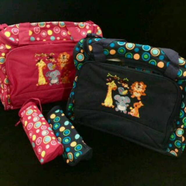 Tas perlengkapan anak bayi / diaper bag Polkadot Animal Fuschia