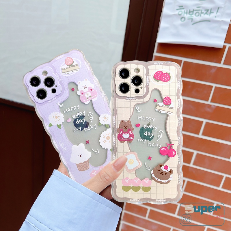 Soft Case Bahan Tpu Motif Beruang Kelinci Untuk iPhone 11 12 13 pro Max 8plus 7 6 6s 8 plus X XR XS Max SE 2020