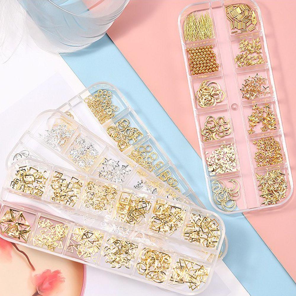 Augustina Nail Art Charms 3D Metal Alloy Hollow Salon Kuku Rivet DIY Bahan Kuku Wanita Perhiasan Kuku